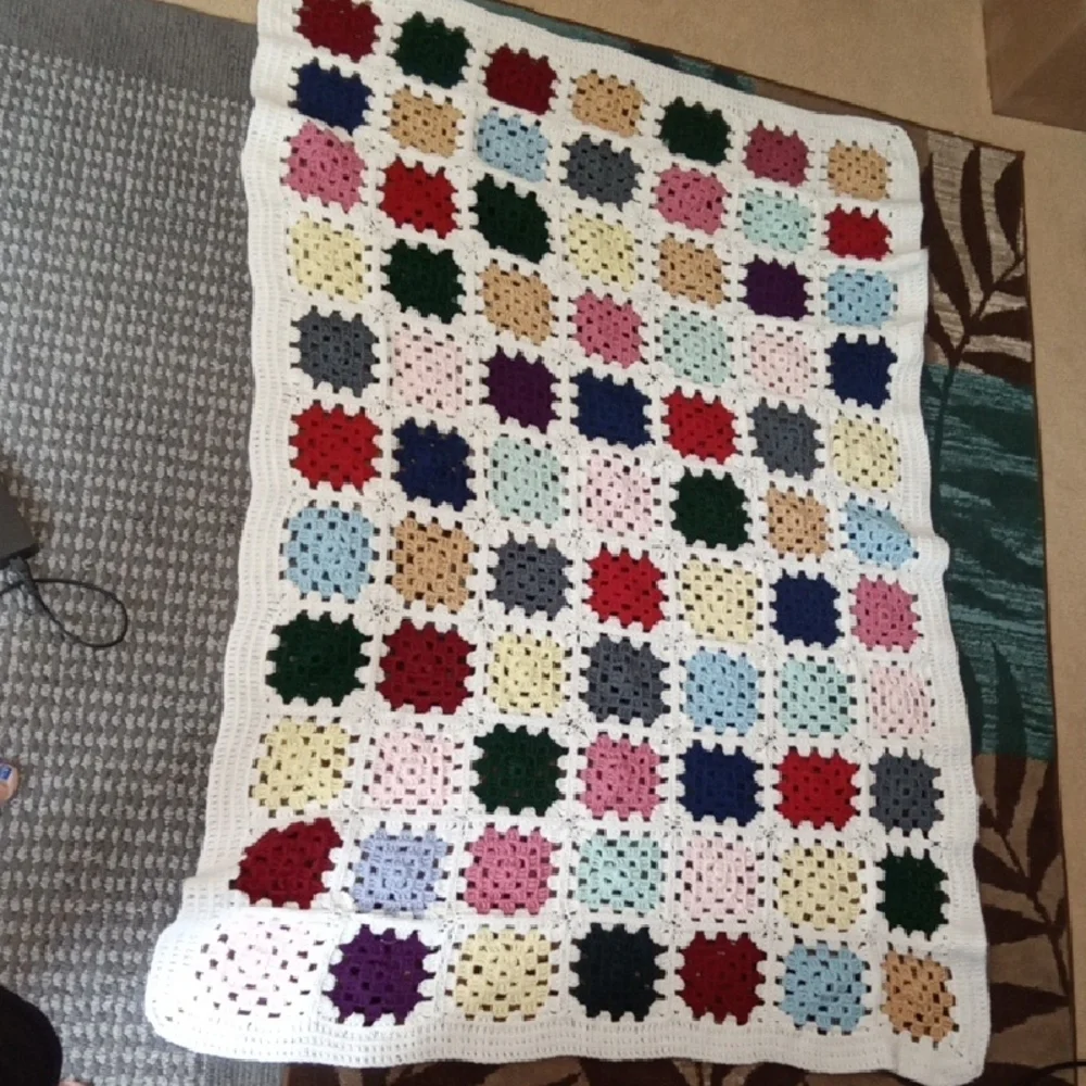 Colorful Crochet Handmade Square Throwblanket 60X 37